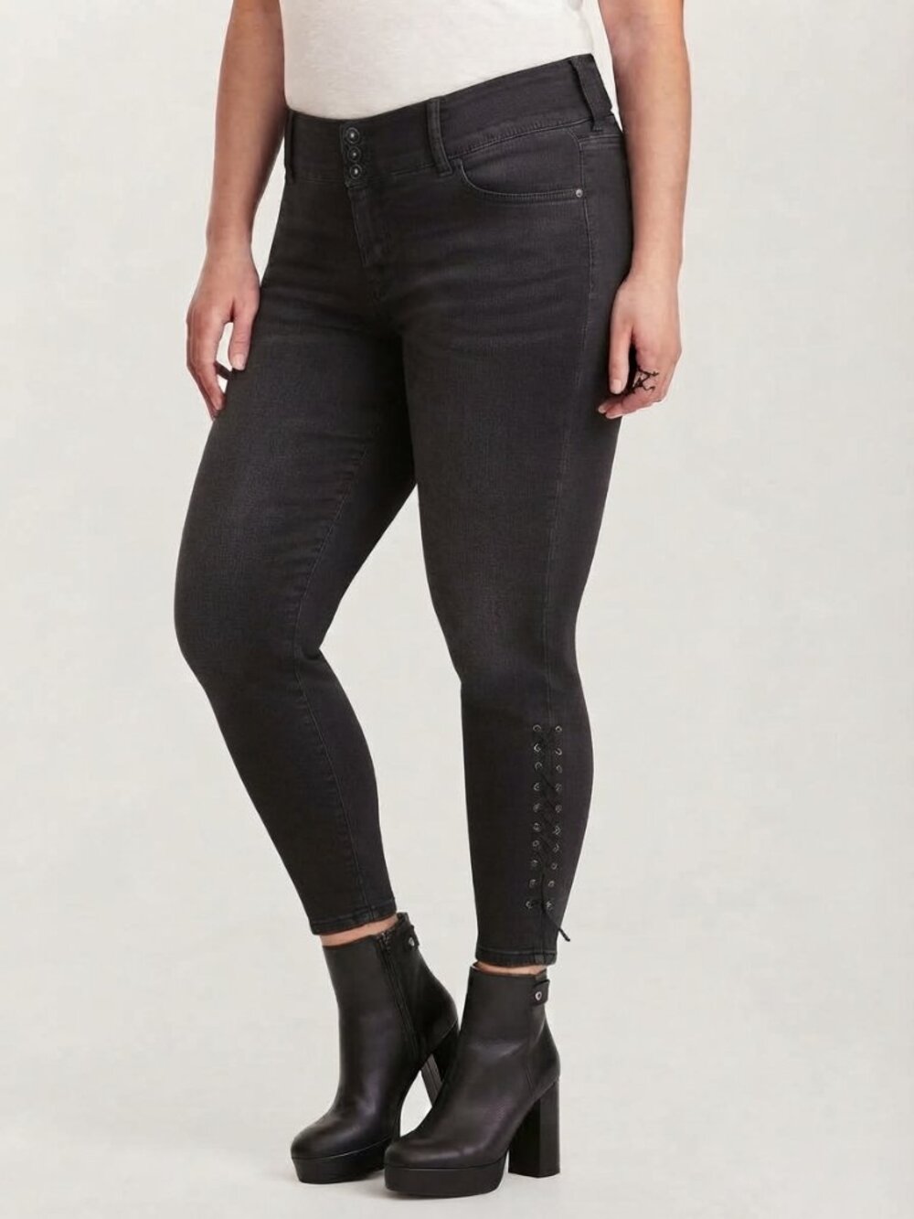 Torrid Ankle Jeggings Black Lace-Up Grommet Detail Sz 26R